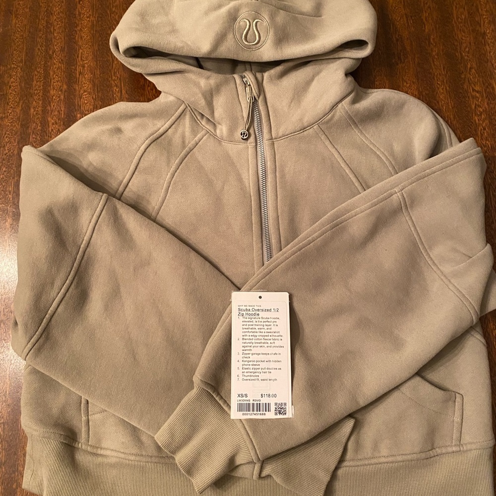 lululemon Scuba Oversized 1/2 zip Hoodie in RSMG. Size XS/S